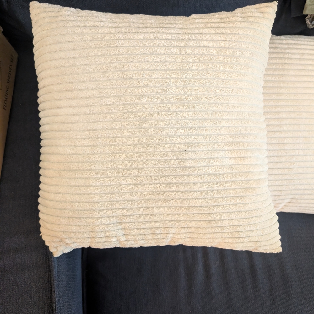 Ivory Ribbed Accent Pillow